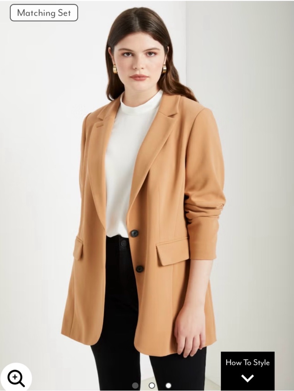 365 Semi Stretch Two Button Blazer - Camel